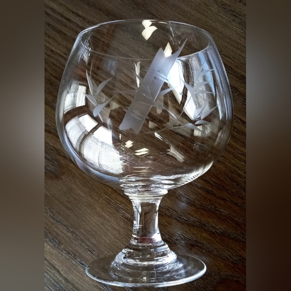 Set Of (3) Vintage Etched Crystal Cognac Glasses Brandy Snifters - Picture 4 of 6